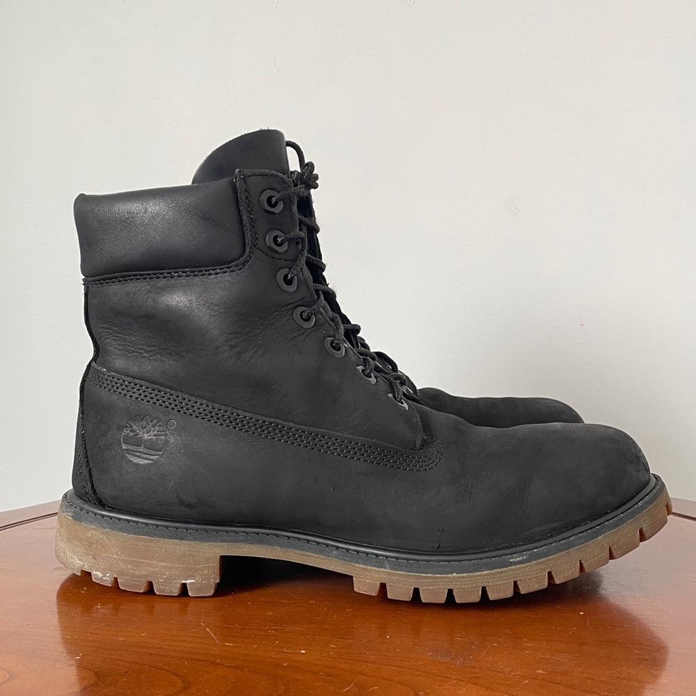 Timberland Premium 6-Inch Black Leather Waterproof Boots | US 10